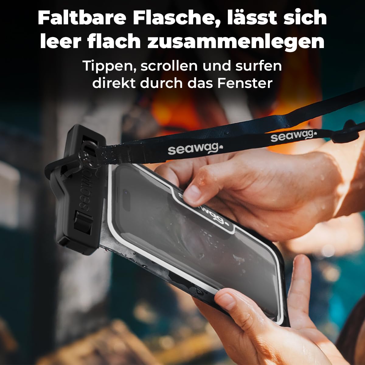SEAWAG Solo Traveler Kit - wasserdichte Handyhülle Bundle (IPX8 bis zu 25 m) mit schwimmendem Griff, Armschlaufe & Fahrradhalterung - Universal Dry Bag für iPhone & Android - Strand-, Reise