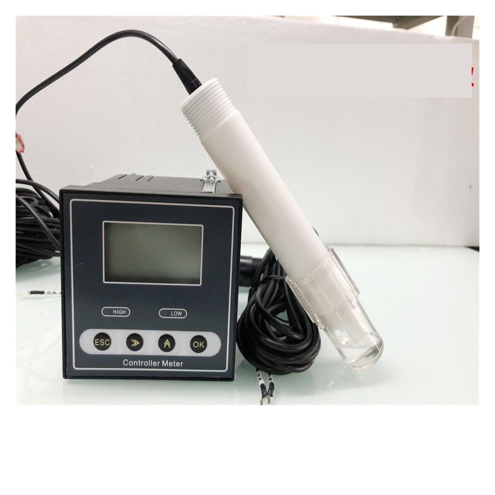 Controlador de pH industrial, medidor ORP, monitor digital, 0,02, 1 mV, control límite superior e inferior, alarma, comprobador, Probador preciso(5m 4 fluorine probe)