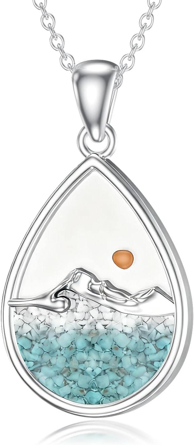 925 Sterling Silver Turquoise Mustard Seed Necklace Faith Christian Jewelry Gifts for Women