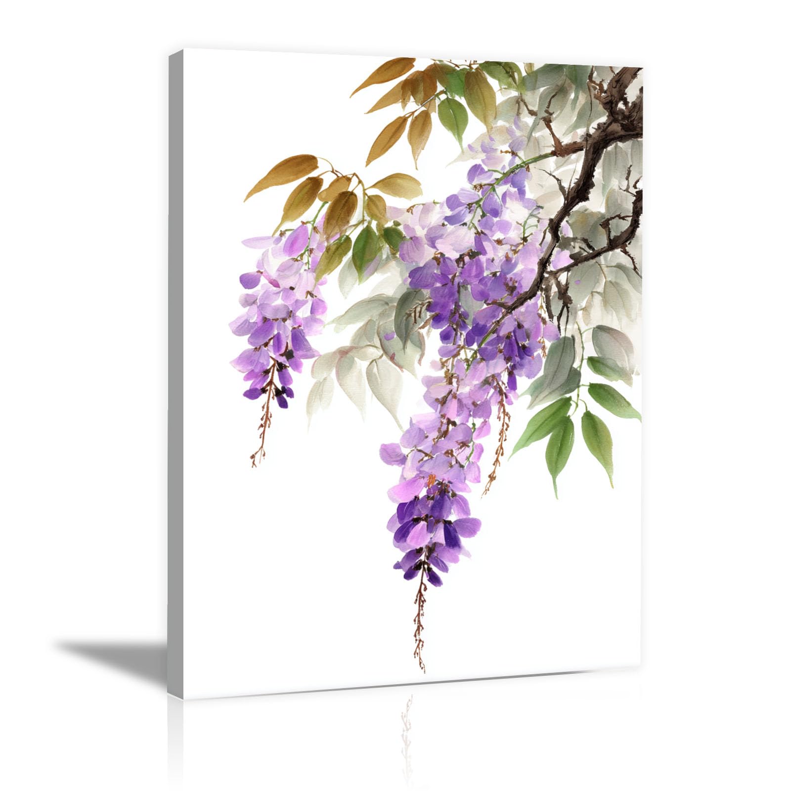 Teruea Purple Large Flowers Canvas Wall Art Ink Wash Watercolour Violet Bloom Botanical Floral Motif Spa Pictures Wall Decor Art Prints For Yoga Meditation Room(Purple)-30X45cm1 Framed