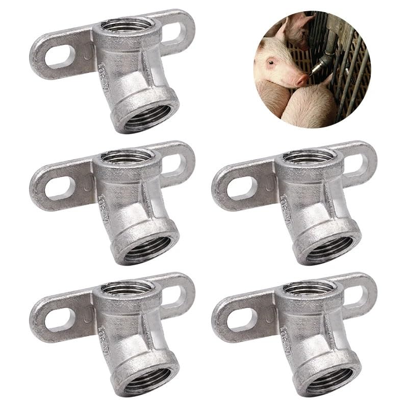 5pcs Thicken Stainless Steel Piglet Water Nipple 1/2 Inch Pig Automatic Waterer Drinker Nipple Head Farm Watering Supplies(Connector)