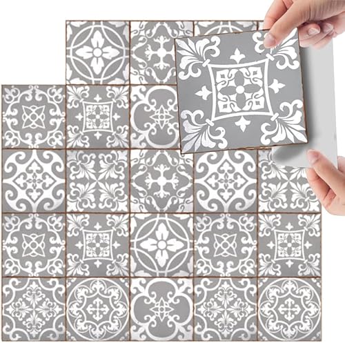 YUANHONGJIAN Paquete de 24 calcomanías autoadhesivas para azulejos, azulejos de mosaico para cocina, sala de estar, dormitorio (3.9 x 3.9 in)