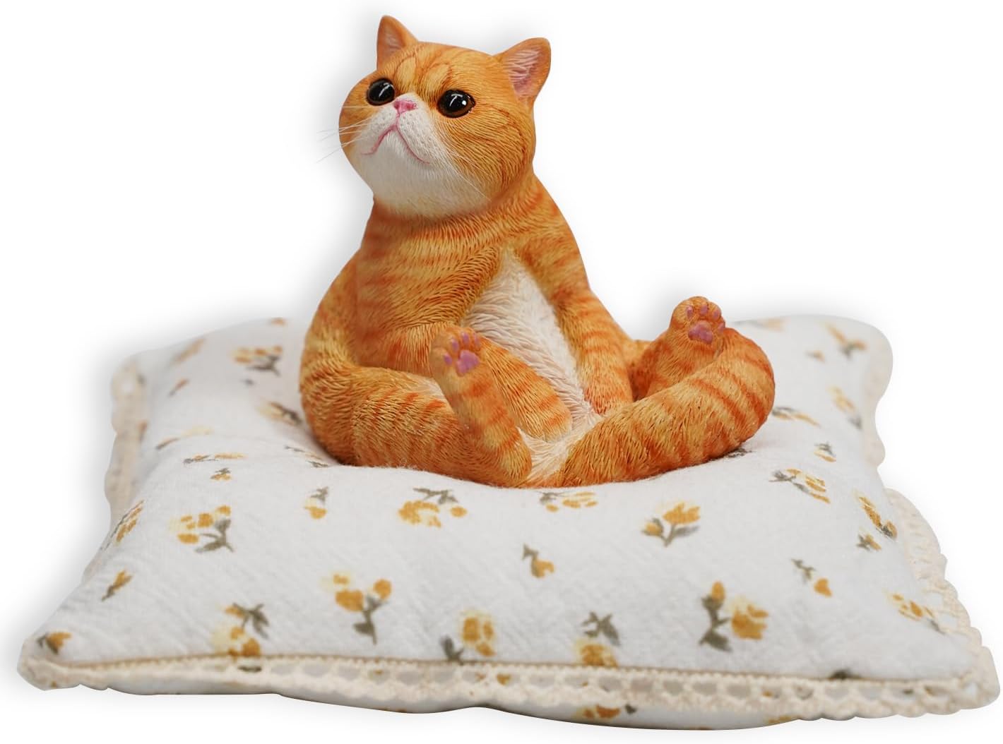MMOS X JXK White Cat Sitting on Cushion with Intricate Texture Details, Gift for Friends