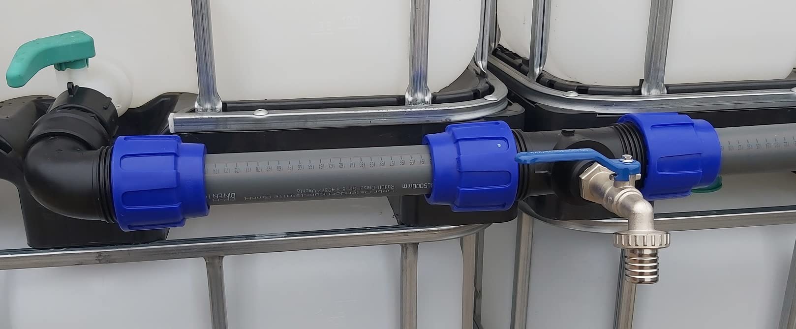 Juego de conexión IBC para tanques de agua de lluvia con grifo de 1 pulgada (juego para 2-6 depósito) (3 depósito)
