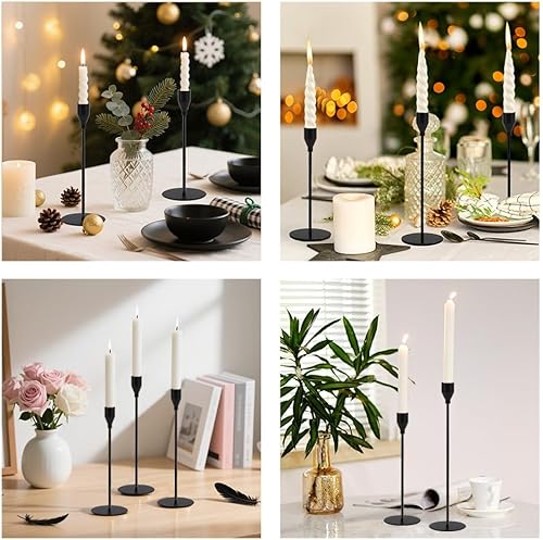 Miniatura 7 de 6 portavelas de metal, elegante soporte de palitos de vela cónicos vintage, aleación de aluminio inoxidable con base antideslizante, regalo perfecto