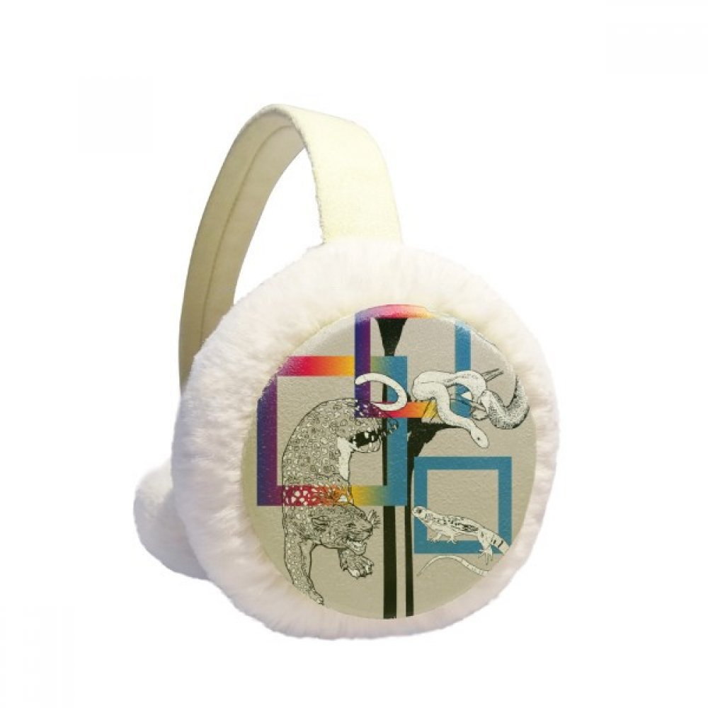 Orejeras de invierno de leopardo plegables de felpa y serpiente 5