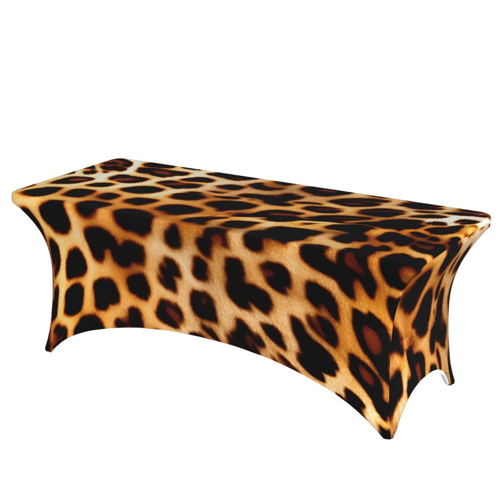 NImongt Leopard Animal Print Print Elastic Rectangular Tablecloth Holidays Family Banquet Wedding Party Table Cover