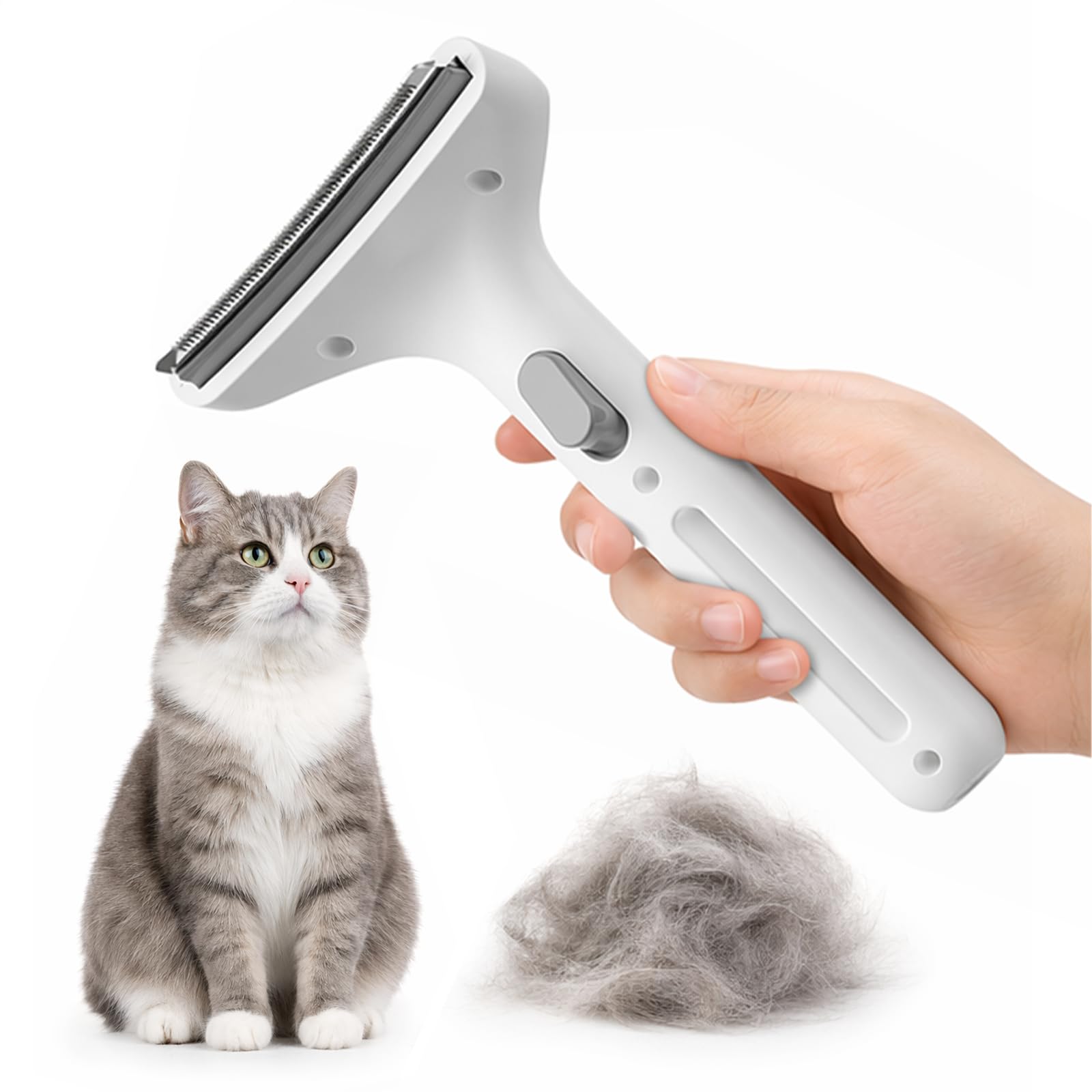 Cepillo para Perros y Gatos Pelo Largo y Corto, Deslanador para Perros Botón de Autolimpieza, Peine para Gatos Quita Pelo Muerto y Desenreda Nudos, El Cuidado y Masaje del Pelaje