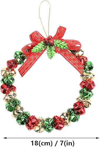 Miniatura 2 de TENDYCOCO Corona de cascabel de metal de Navidad, adorno de Navidad colgante para decoración de pared interior y exterior de Navidad