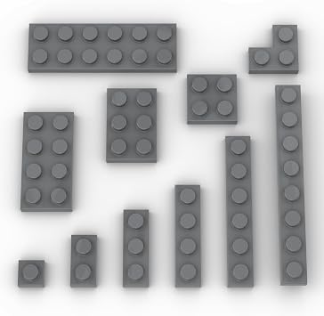 100PCS Bulk Classic Building Plate Assortment, Mixed 11 Sizes Variety Part Pack, 1x2 1x3 1x4 1x6 1x8 2x2 2x3 2x4 2x6 Base Building Blocks Pieces Compatible with Lego Parts Dark Grey +