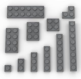 100PCS Bulk Classic Building Plate Assortment, Mixed 11 Sizes Variety Part Pack, 1x2 1x3 1x4 1x6 1x8 2x2 2x3 2x4 2x6 Base Building Blocks Pieces Compatible with Lego Parts (Dark Grey +)