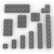 100PCS Bulk Classic Building Plate Assortment, Mixed 11 Sizes Variety Part Pack, 1x2 1x3 1x4 1x6 1x8 2x2 2x3 2x4 2x6 Base Building Blocks Pieces Compatible with Lego Parts Dark Grey +