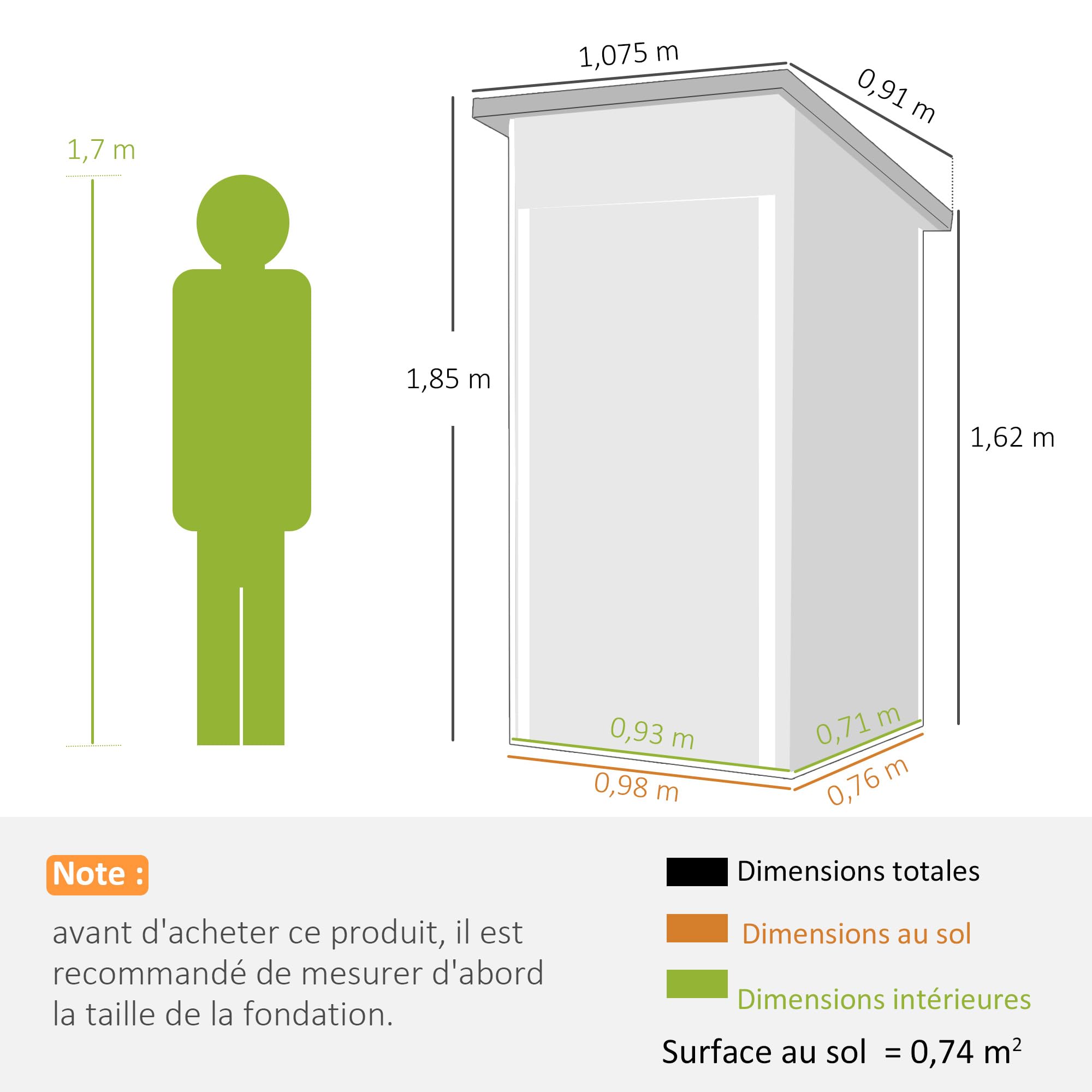 Outsunny Abri de Jardin en Métal Cabane 107,5 x 91 x 185 cm Gris Foncé | Cabane de Jardin Extérieure, Porte Verrouillable, Toit Incliné, Aérations, Gants, Cabanon Rangement Outils, Acier Galvanisé