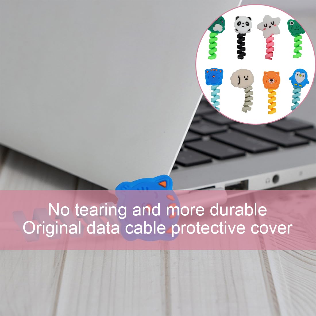 Set di 8 Proteggi Cavo Cellulare,Immagine di Animali, Protezione per Cavo di Ricarica USB, Compatibile con iPhone/Android