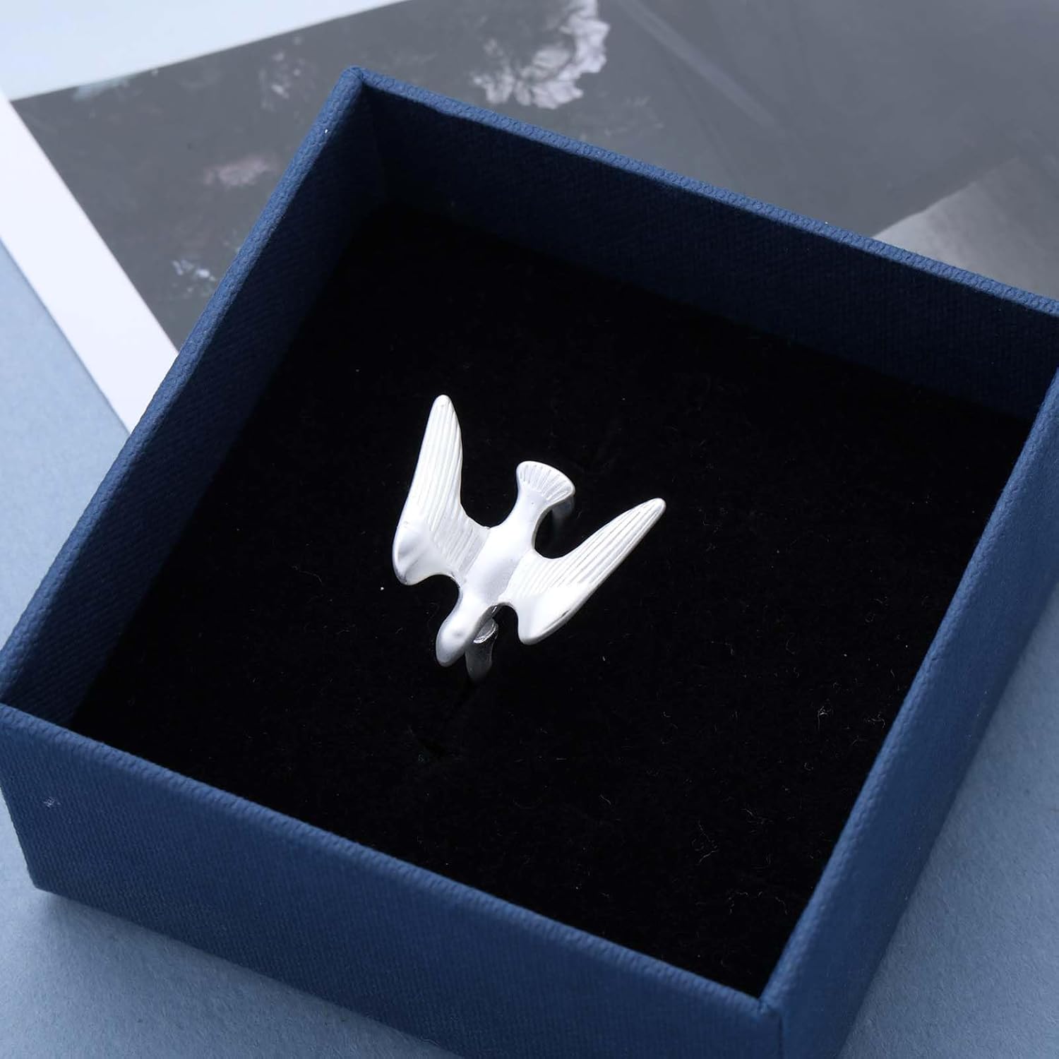 Boho Flying Birds Finger Ring Silver Swallow Bird Open Knuckle Rings Vintage Hummingbird Wrap Open Ring Animal Adjustable Stacking Rings Jewelry for Women - Image 7