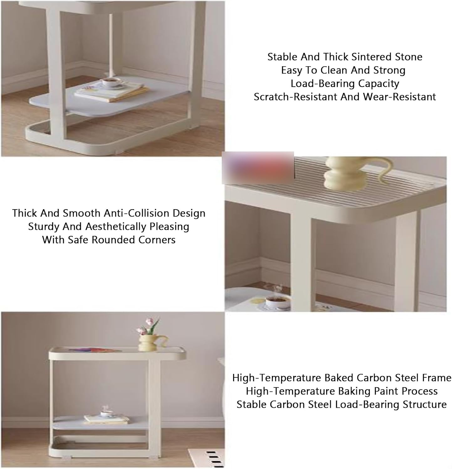 Bedside Table with Storage,Portable Coffee Table with 3 Open Shelves,10kg Weight Capacity,Suitable for Bedrooms(Color2,55x45x25cm)