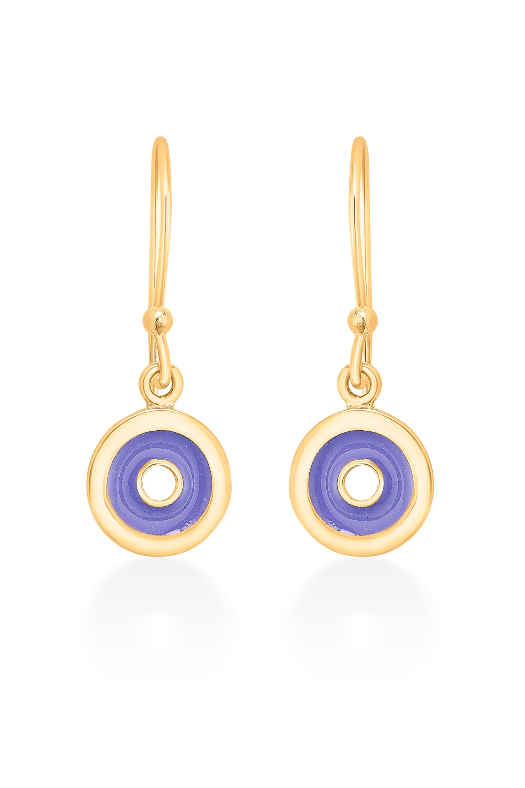 925 Sterling Silver Purple Enamel Circle Drop Earrings for Women | Gold Plated, Hypoallergenic Jewelry | Modern Lightweight Design, 2.5 x 1 cm | Summer Style-image-25