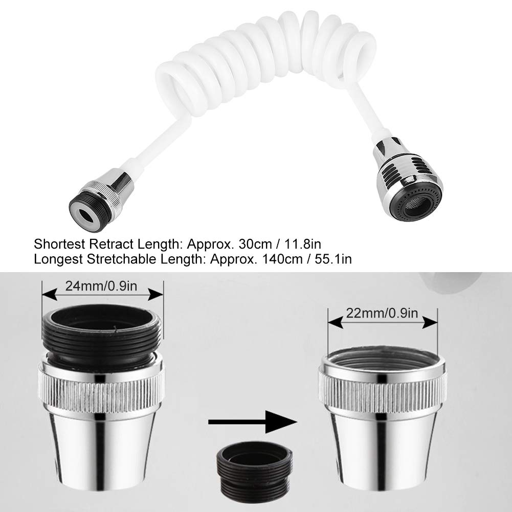 MAGT Extensor de Grifo, Grifo doméstico de Alta Elasticidad Extensor Alargado Manguera Larga Grifo de Agua con Espuma retráctil(White)