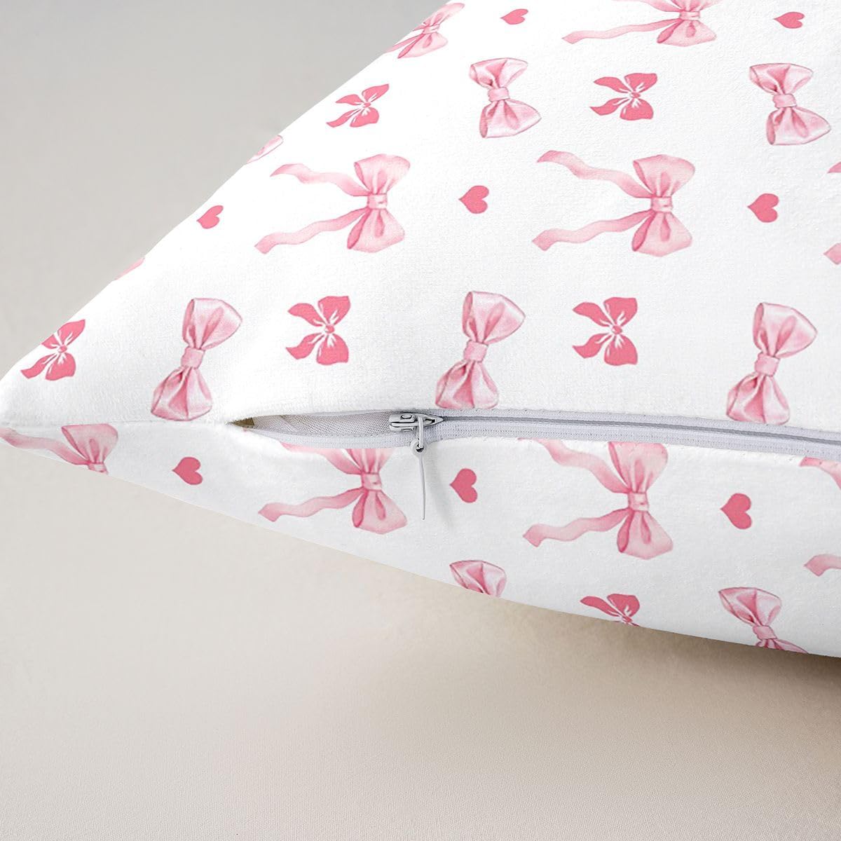 Castle Fairy Kids Girls Cute Pink Bow Pillow Cover 16"x16",Monogrammed Cushion Cover for Couch Sofa, Personalized Initial Y Outdoor Pillow Case,Coquette Bow Knot Reversible Throw Cushion Case image 5