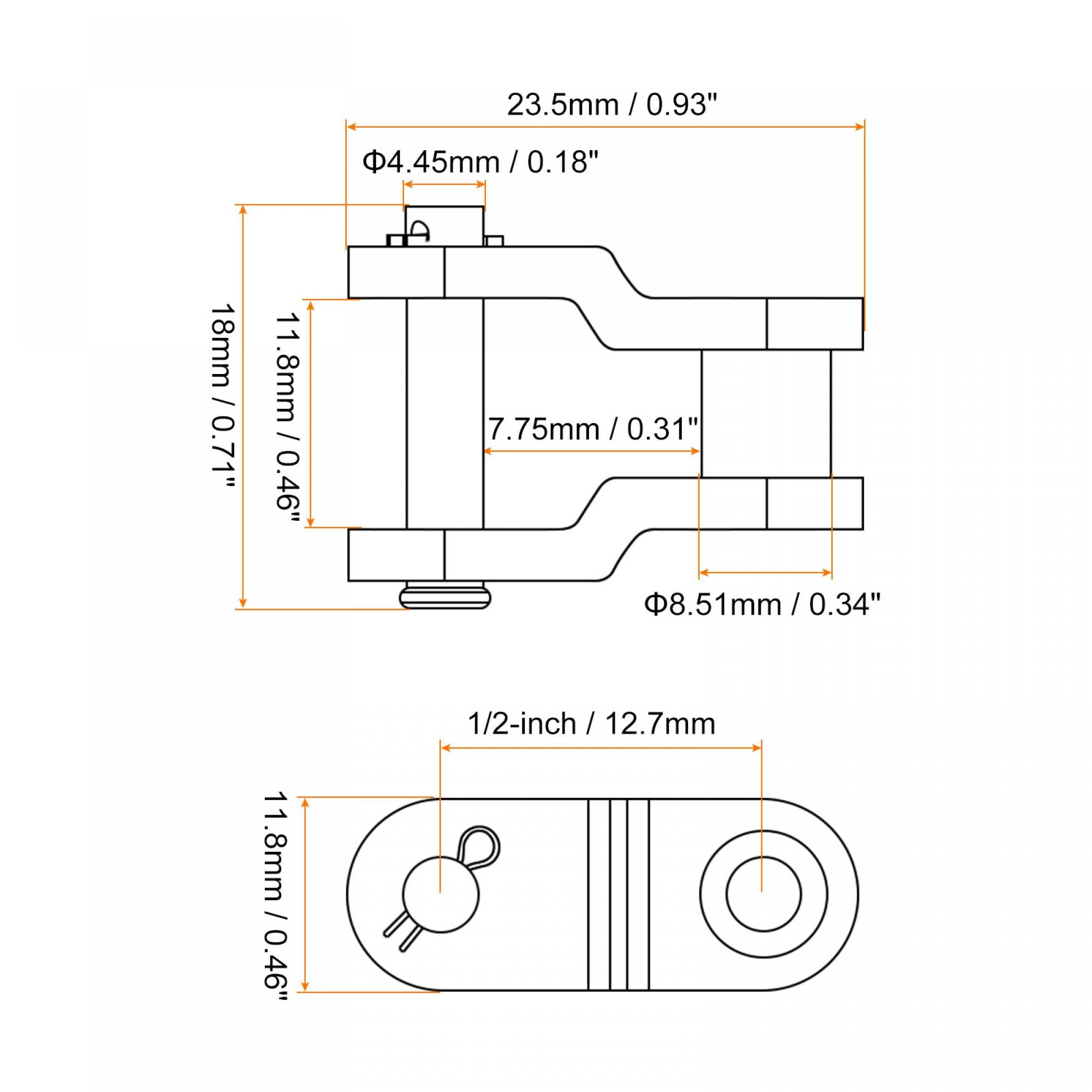 sourcing map 16 Stück versetzte halbe Gliederrolle, 1,27 cm Teilung Karbonstahl, Standard-Kettenendverbinder, Split-Glieder für 08B Kette
