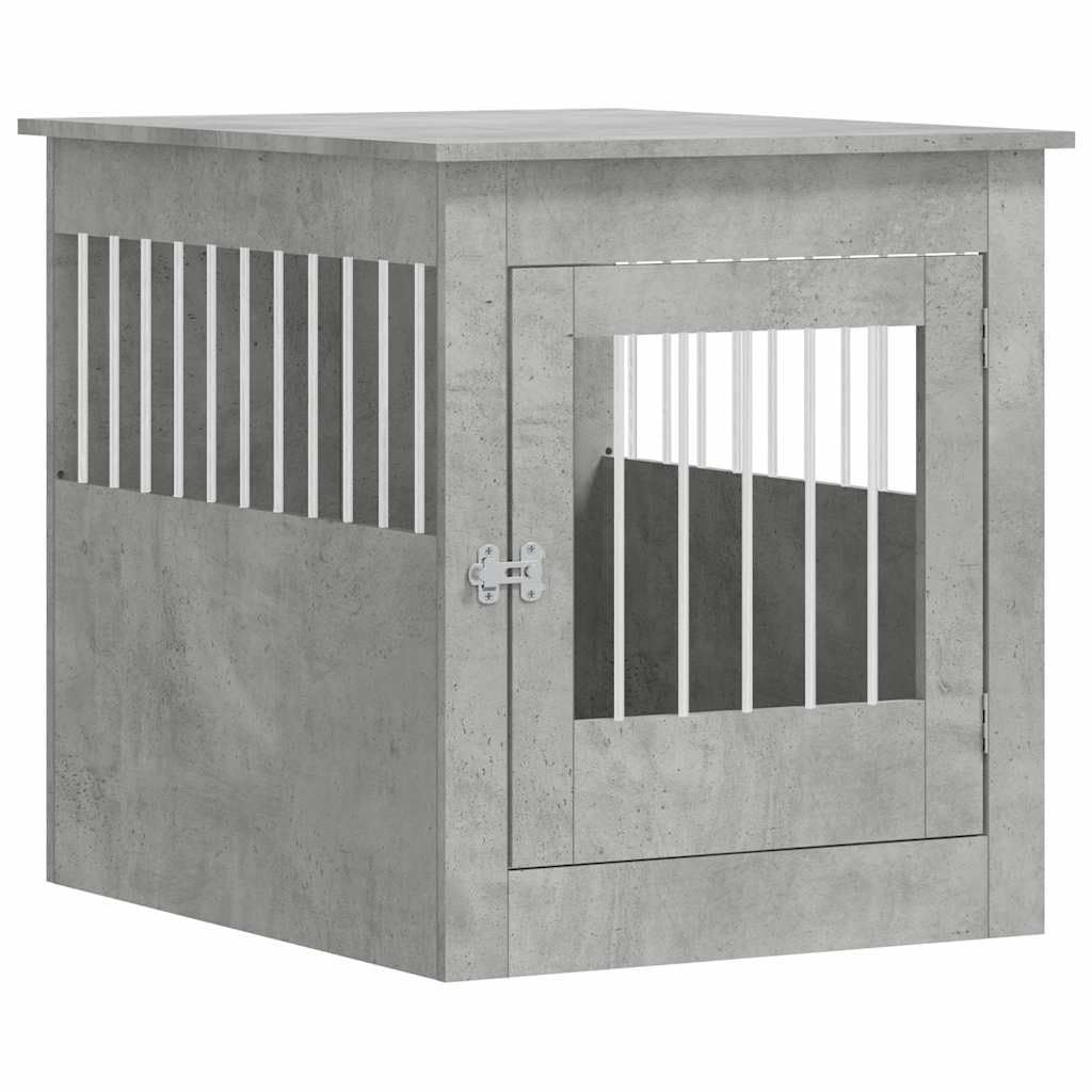 vidaXL Dog Crate Furniture, Doghouse with Fence, Dog Kennel with Lockable door, Dog Cage for Indoor Living Room, Concrete Grey Engineered Wood โ image 1