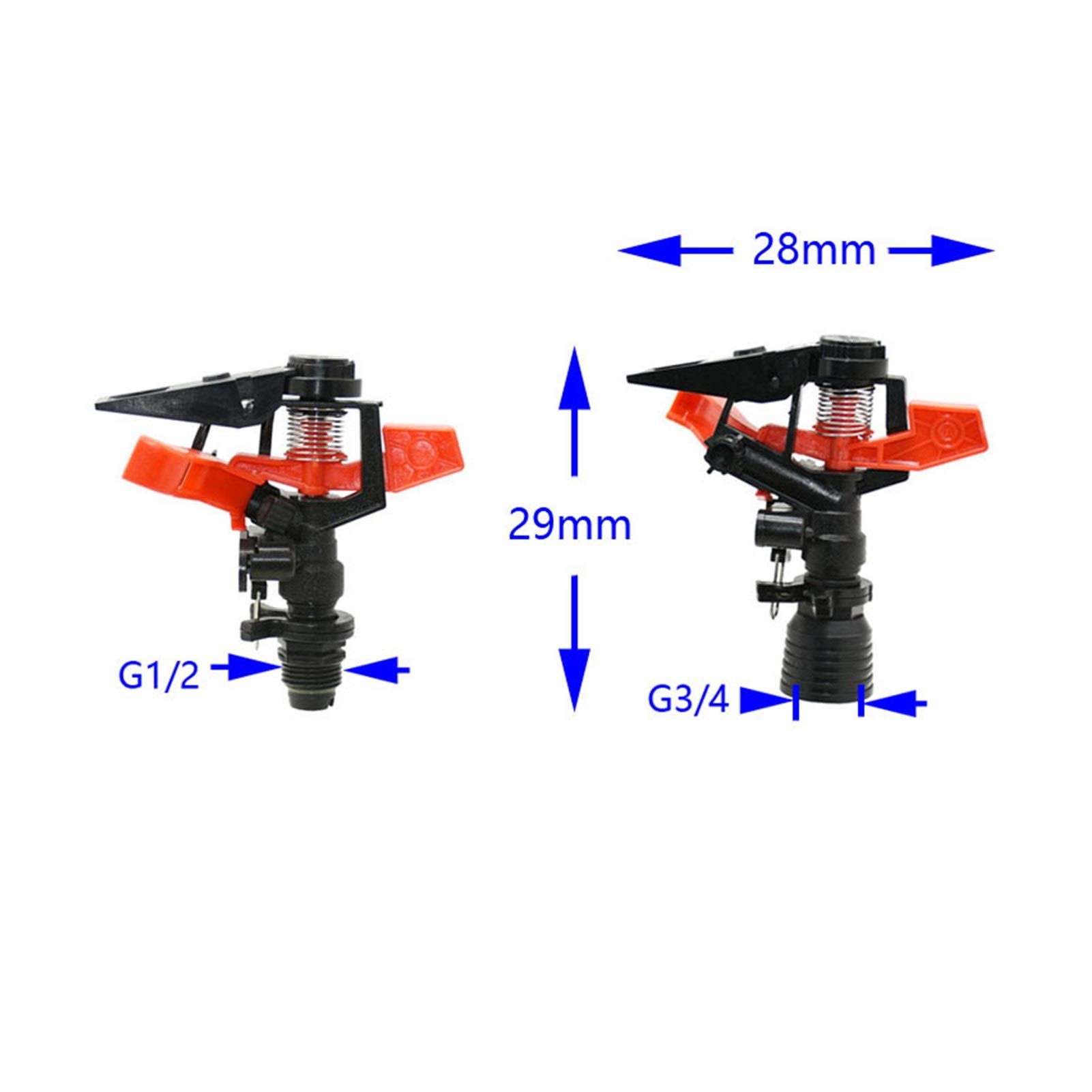 Küchengartenschlauch. Einstellbare Male 1/2" Garten-Rasen-Sprenger 3/4" Rotary Sprinkler Rocker Sprinkler Gartengewächshaus Bewässerung 10PCS (Color : 1I2 male)