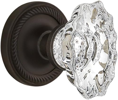 Nostalgic Warehouse Roseta de cuerda con perilla de castillo, paso - 2.75 pulgadas, bronce aceitado