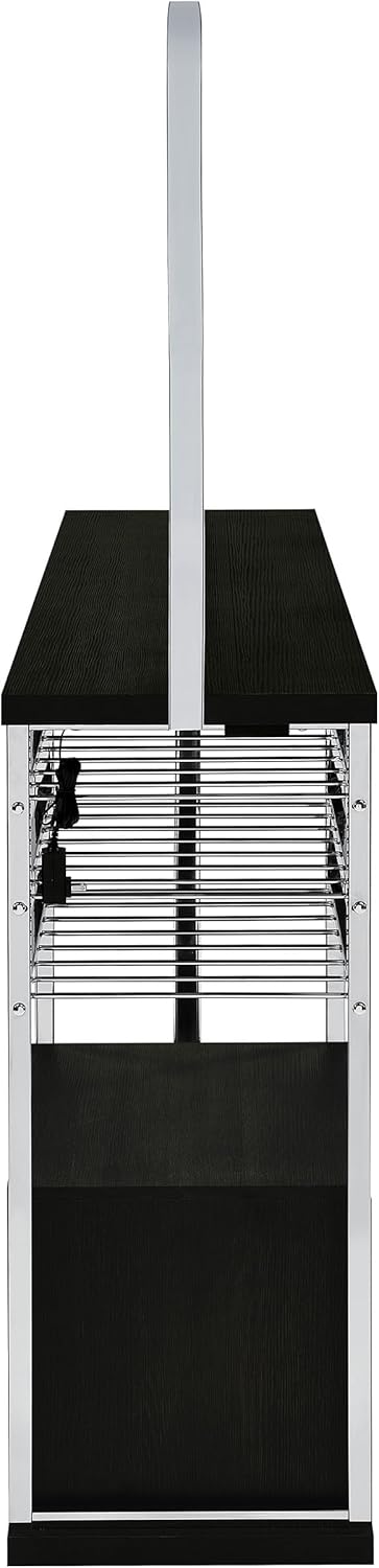 Close-up view of the stemware rack with glasses