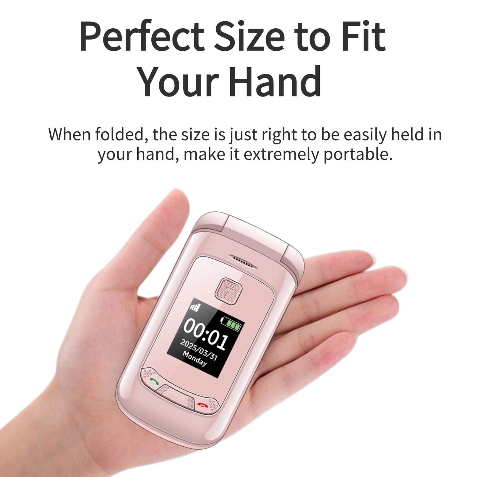 Fockety Telefono Cellulare 2G Flip, Telefono Cellulare Senior Sbloccato Doppia SIM con Pulsanti Grandi, Schermo Principale da 2,8 Pollici, Schermo Esterno da 1,77 Pollici, Altoparlante,
