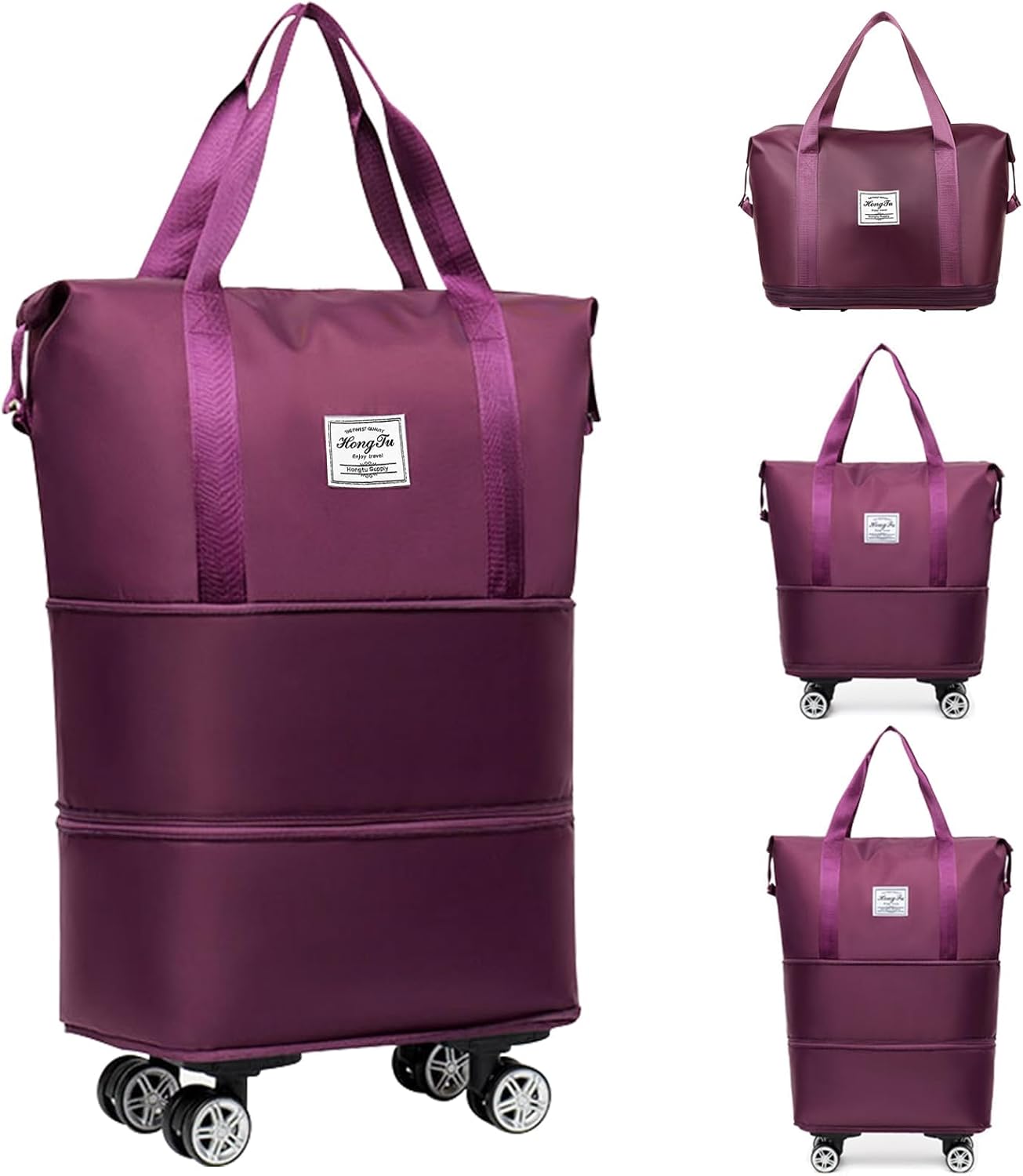 Rolling luggage Bag, 3-layer expandable foldable carry on bag, large ...
