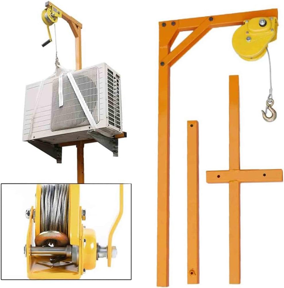 Heavy Duty AC Lifting Tool - 660 lbs Capacity 50FT Reach for Easy Outdoor Air Conditioner Installation & Maintenance Includes Manual Winch for Efficient Use