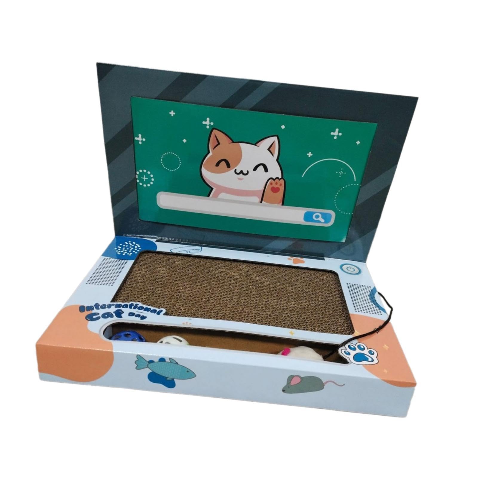 Rascador para Gatos, Juguete para Gatitos con Forma de Portátil Y Pista de Bolas.