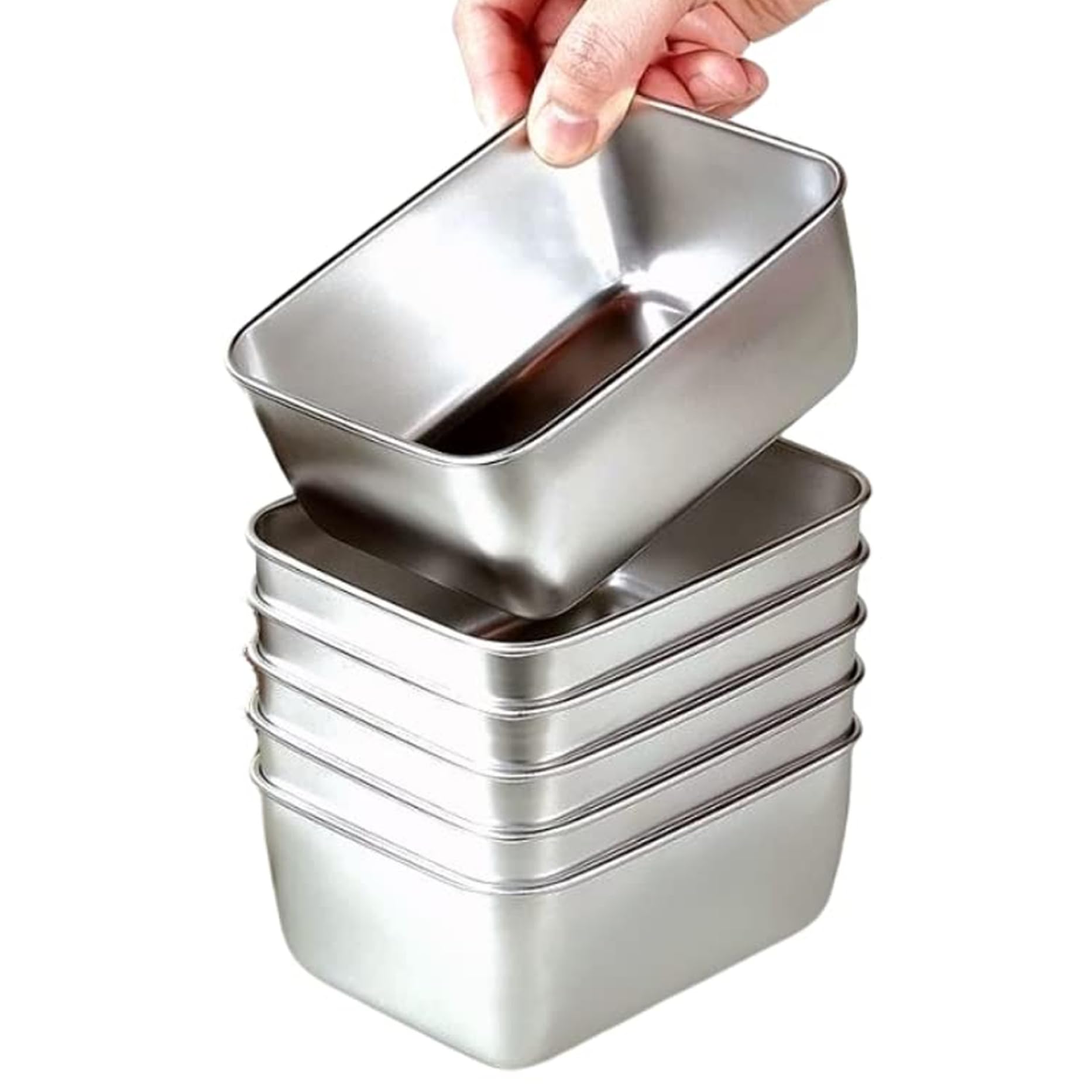 AwnsIMfreien Food Storage Box, 6Pcs Stainless Steel Food Containers, 5x4x2 Reusable Portable Boxes Meal Prep Containers for Meals or Snacks, Oven Freezer Dishwasher Safe, Small Snack