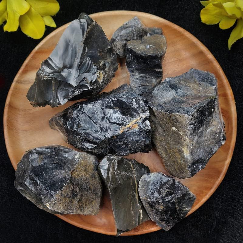 Image of Brown Obsidian Crystal Raw for Meditation & Reiki (200 Gm) | Natural Gemstone for Protection & Grounding | Decorative Crystal Showpieces for Vastu Home Decor & Office Desk Decoration (2-4 Pcs)