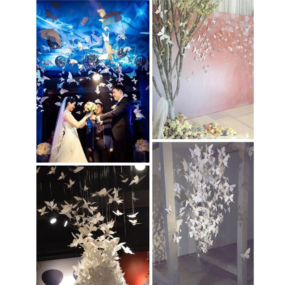 Dekorative Wandsticker 100 Stücke Doppelschicht Dreidimensionale Weißer Schmetterling 3D Dekoration Hochzeit Fotografie Fenster Wandmalerei Kann Gefärbt Werden Pvc Wandaufkleber 18 + 12 Cm
