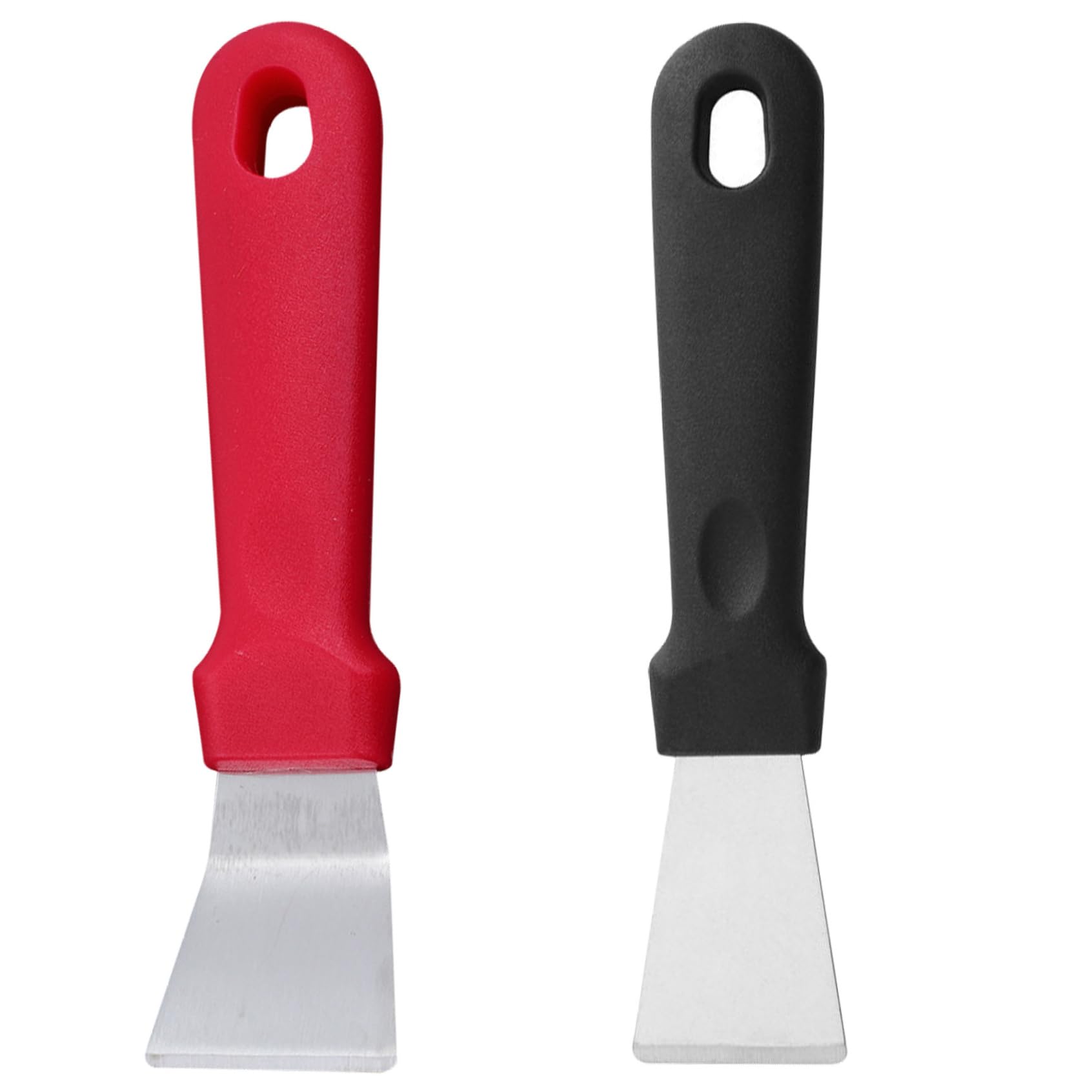Raspador de Plancha, 2 Piezas, pequeño, Recto y Curvo, de Metal, espátula para Barbacoa al Aire Libre, Parrilla rígida, raspador de Limpieza, espátula, de Parrilla, Herramienta raspadora