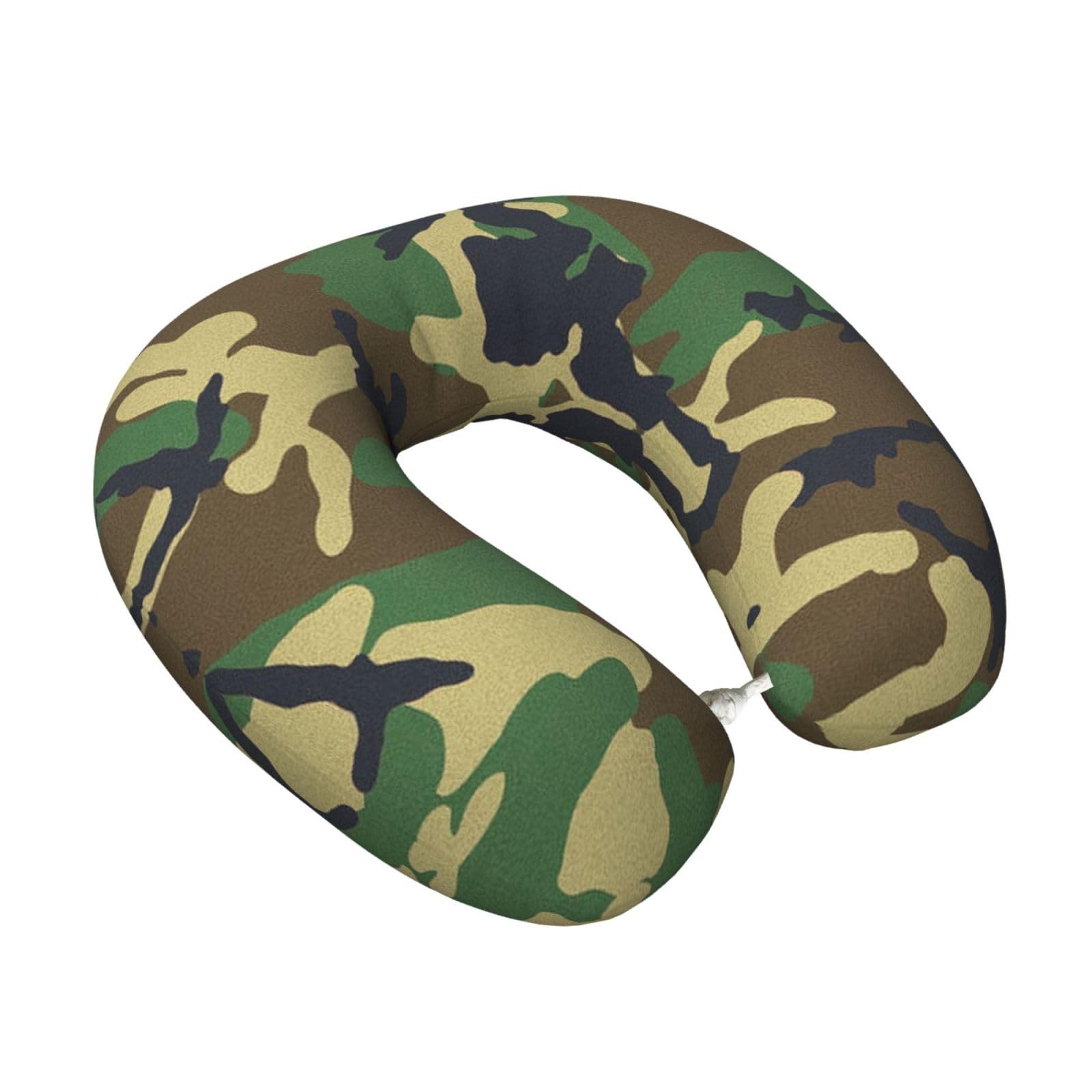 Yyoretp Green Military Camo Print Travel Pillow Pure Memory Foam Neck Pillows Portable Headrest for Airplane
