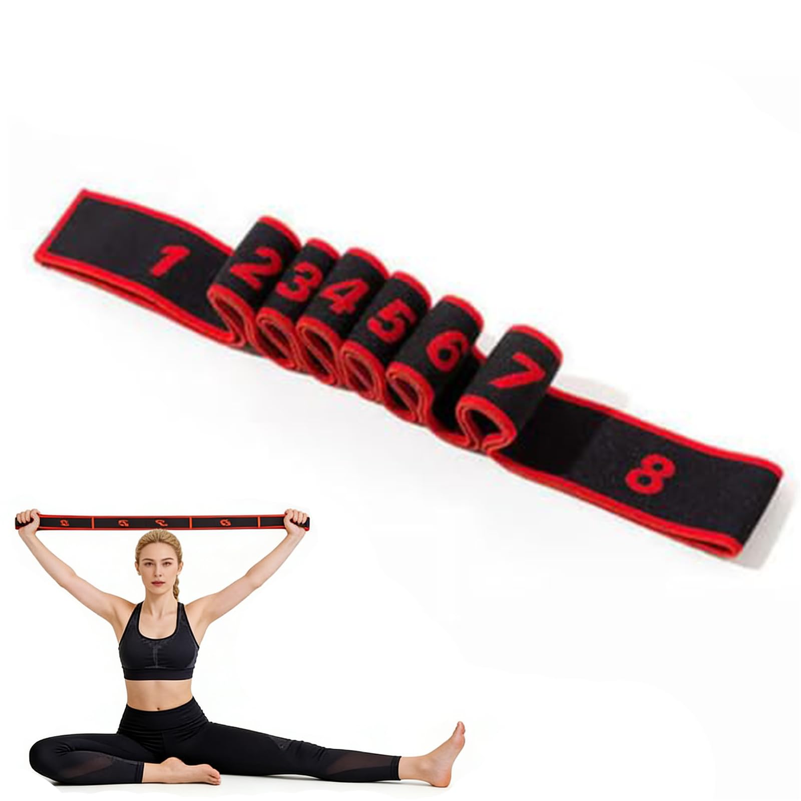 Fitness Resistance Band for Stretching and Yoga - 8 Loops Elastic Exercise Bands Yoga Stretching Strap Latin Elastic