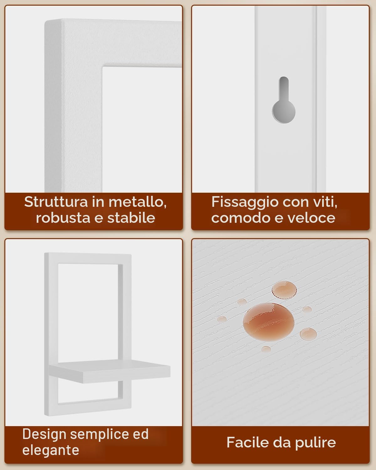 IBUYKE Mensola a parete sospesa, set di 3 mensole a parete, mensole a sospensione per l'archiviazione a parete, mensole espositive, mensola quadrata per soggiorno, ufficio, camera da letto