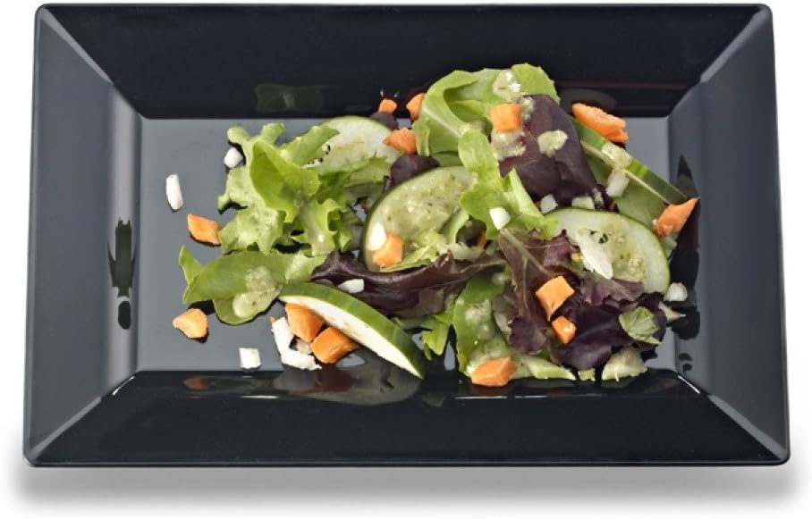 EMI Yoshi Koyal Rectangle Salad Plates, 10 by 6.5-Inch, Black, Set of 120