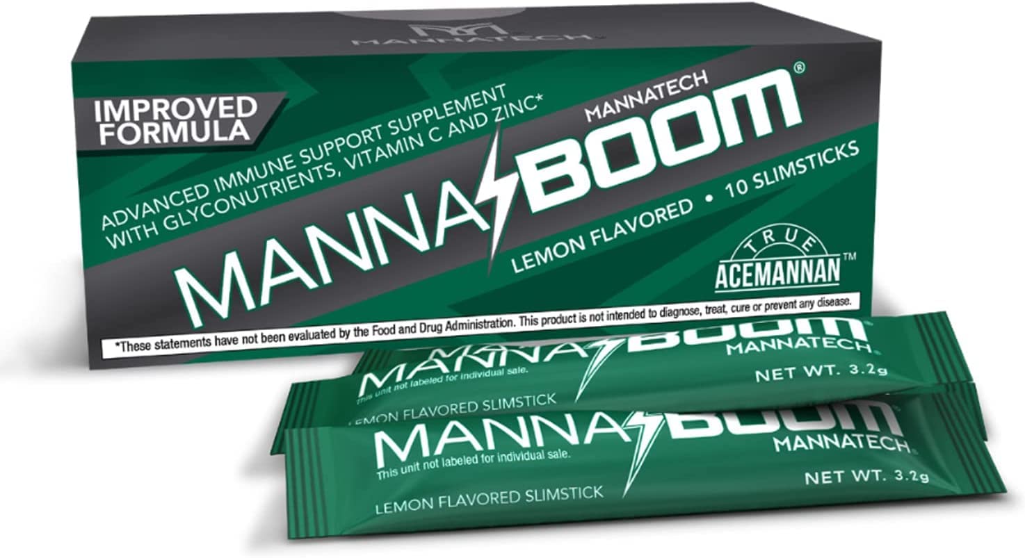 Mannatech Advanced Immune Support Supplement - 150% More Vitamin C, Increased Manapol, Zinc & Glyconutrients for Immunity in MannaBOOM, 10 Slimsticks