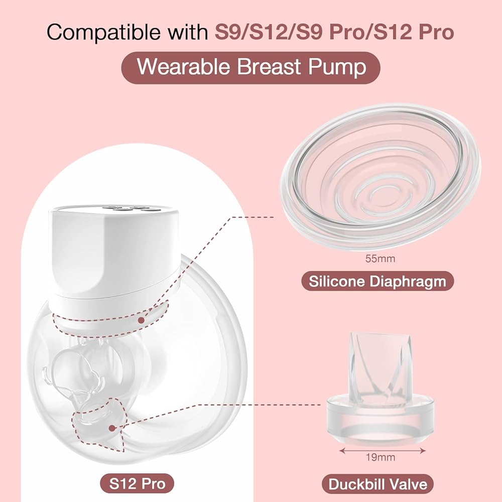 Bliblo Duckbill Valve And Silicone Diaphragm, Compatible With TSRETE/momcozy S9/S12/S9pro/S12pro, Wearable Breast Pump General Duckbill Valve And Silicone Diaphragm Accessories(Pink