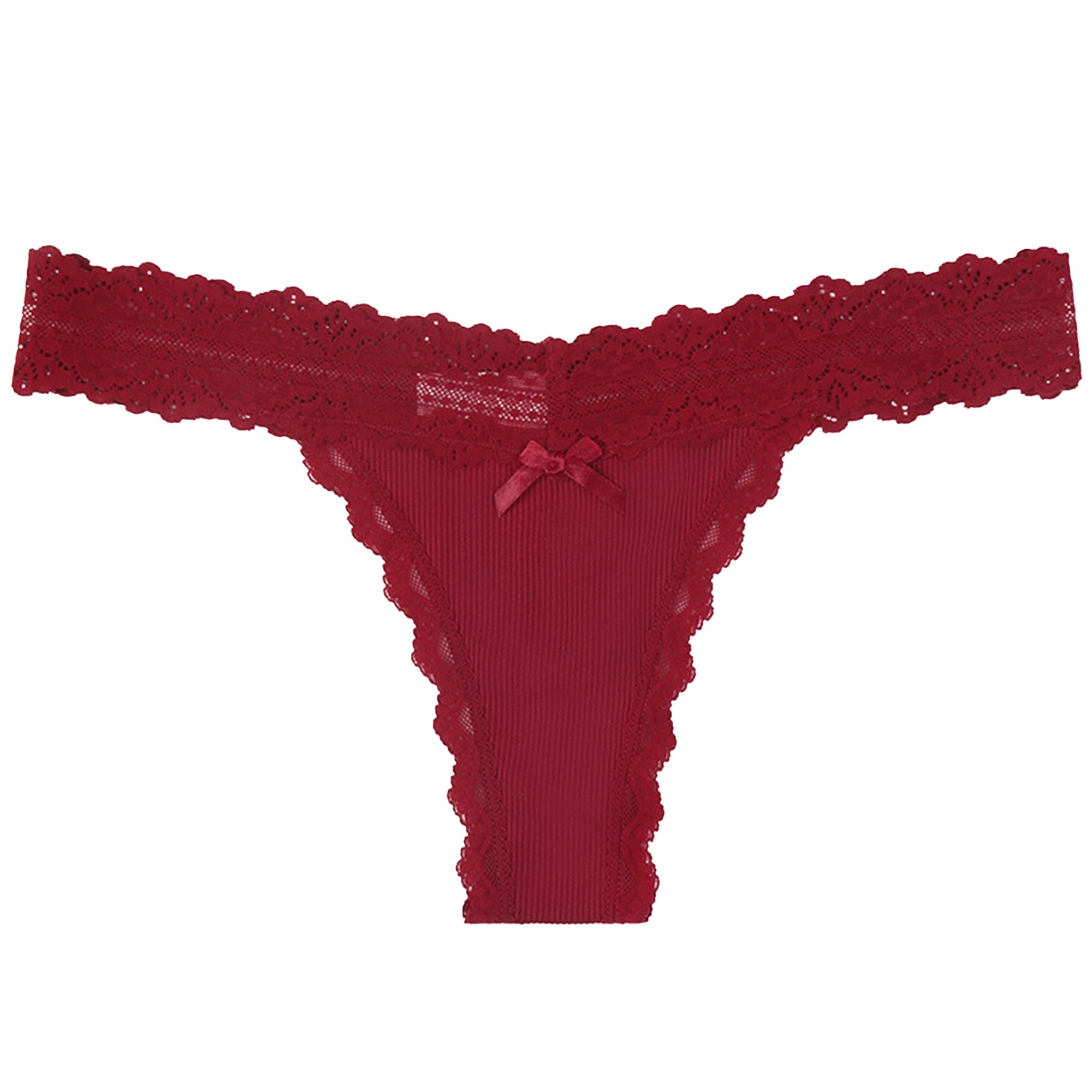 DGHM-JLMY Ladies Seamless Low Waist Lace Underwear Soft Stretchy Floral Lace Thongs Sexy Knickers With Bow Lace Panties