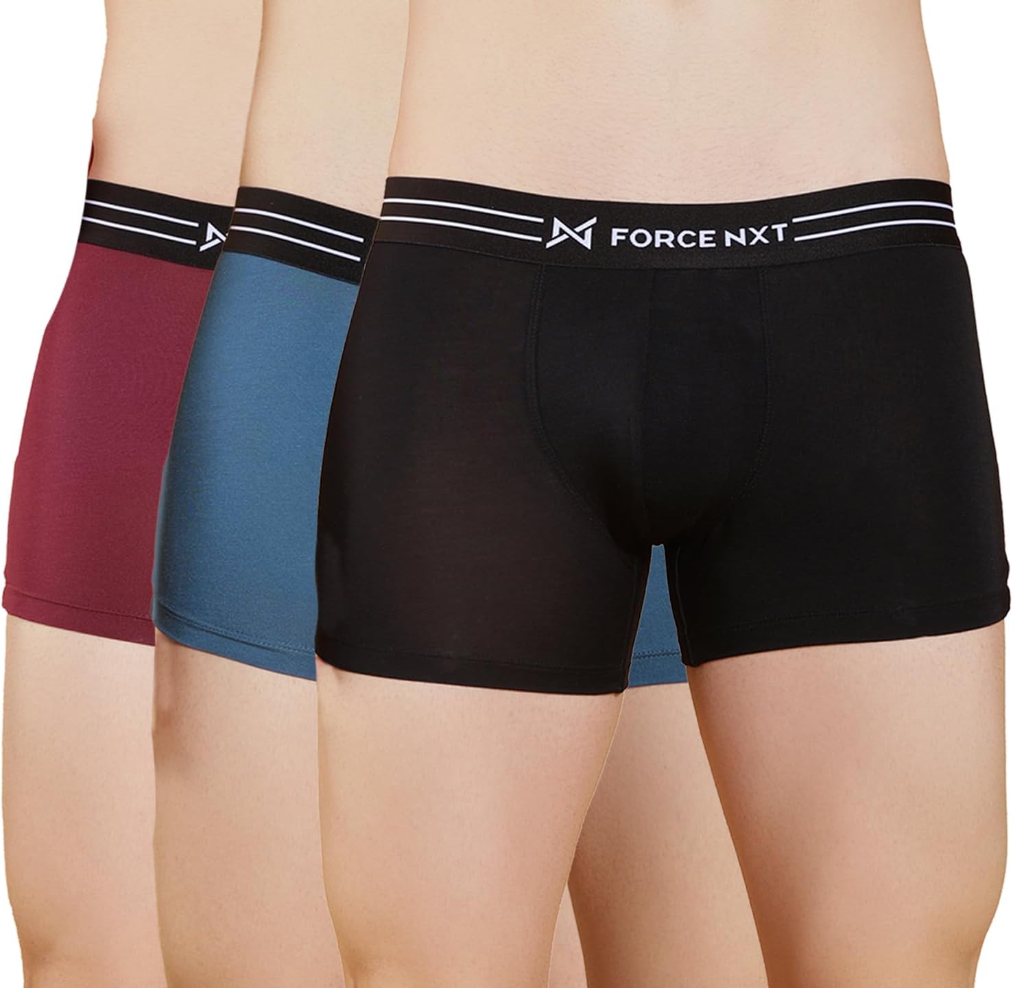 Super Combed Cotton Four Way Stretch Solid Mens Pack of 3 Trunk