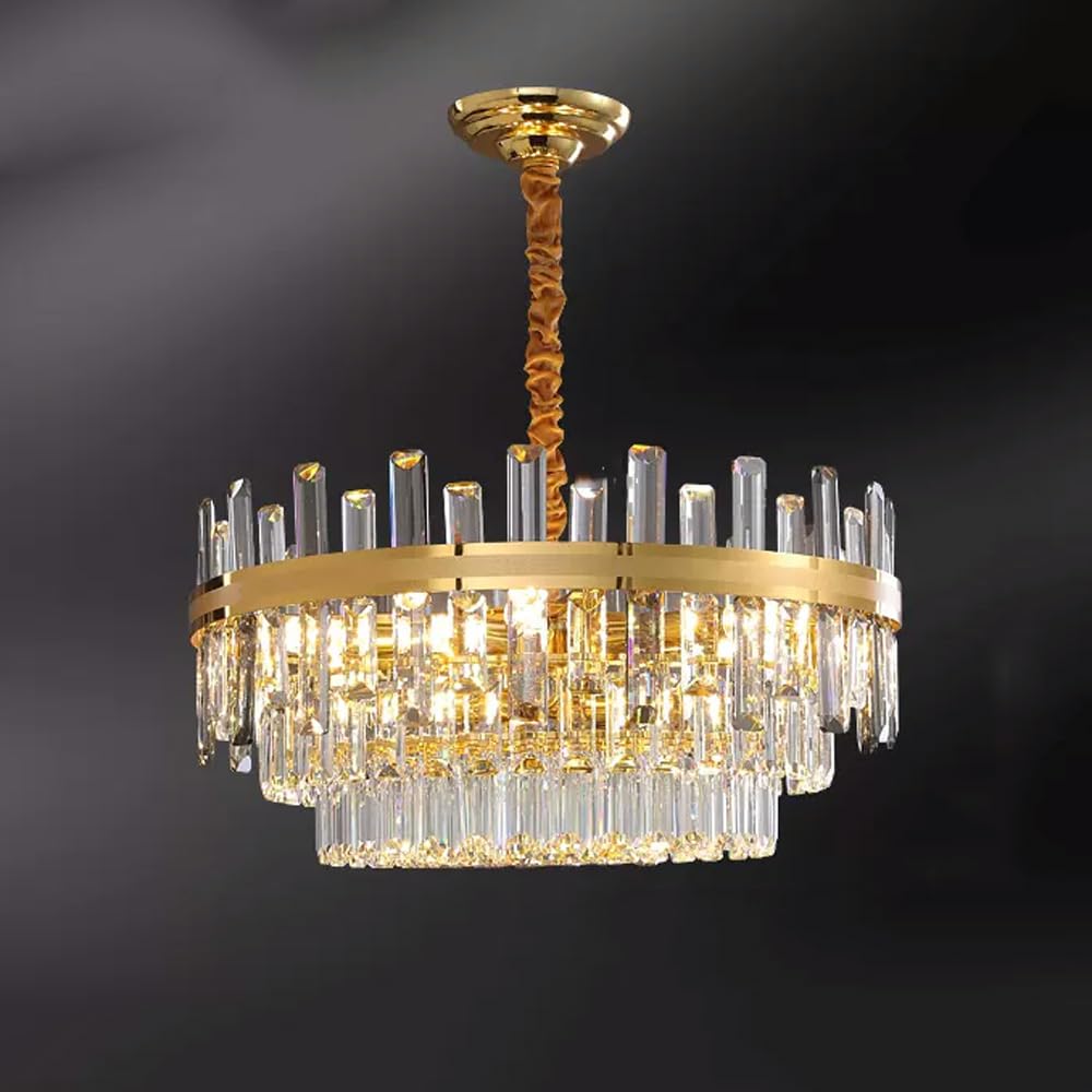 KXEcoLife Crystal Chandelier Dining Room Modern Round Light Fixture Dimmable Large Pendant Nordic Luxury Foyer Ceiling Hanging Lamp for Living Bedroom Kitchen Entryway Bathro