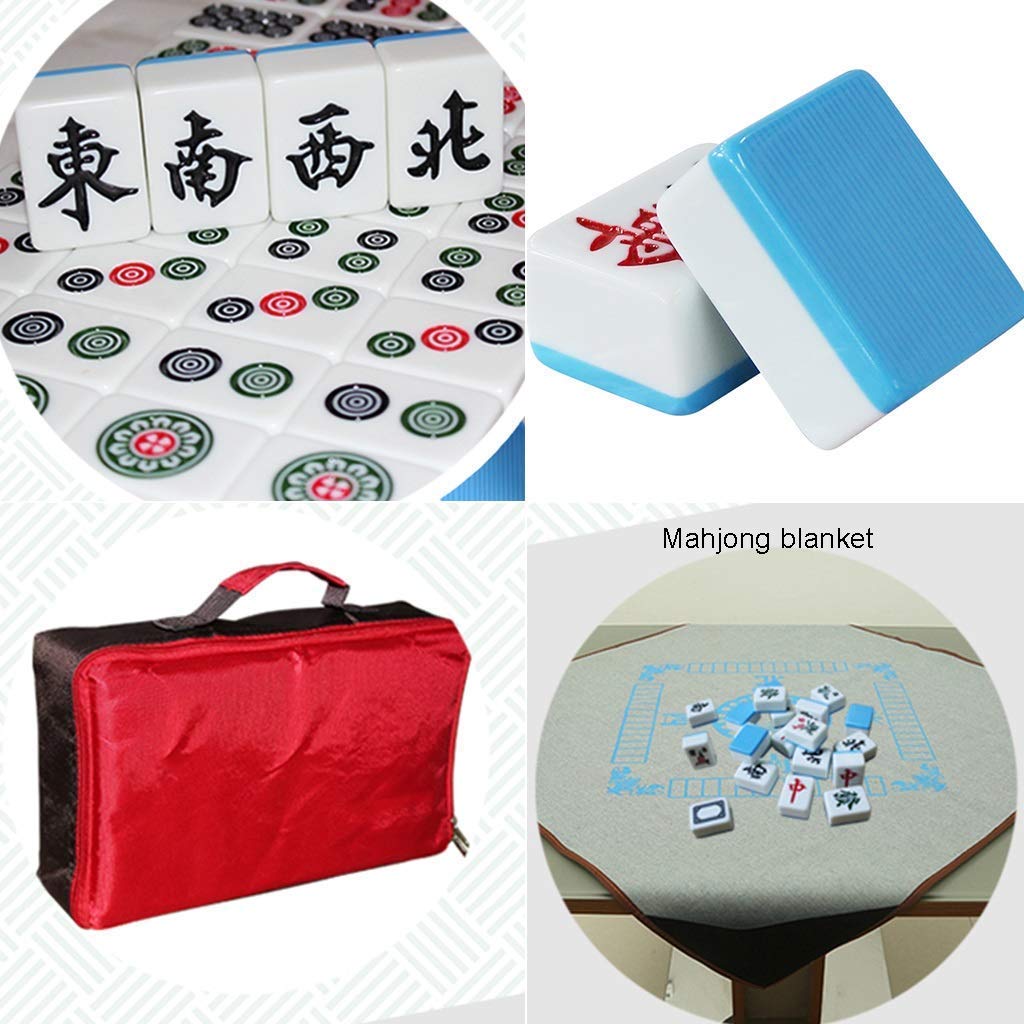Ensemble de jeu de Mahjong chinois antique avec sac à main 144 feuilles Ensemble de jeu de Mahjong chinois antique avec sac à main 144 feuilles