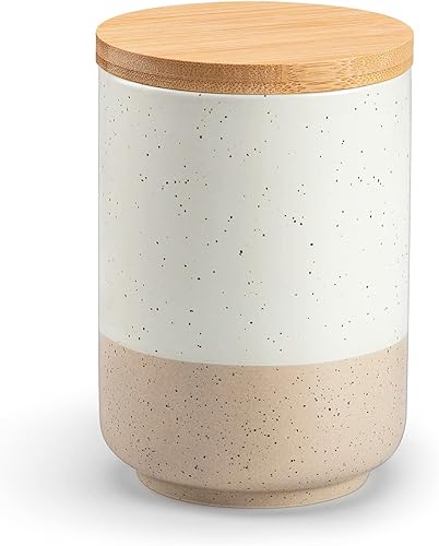 Miniatura 10 de vancasso Sabine - Juego de recipientes grandes de cerámica con tapas de madera herméticas, 2 tarros de almacenamiento de alimentos de cocina