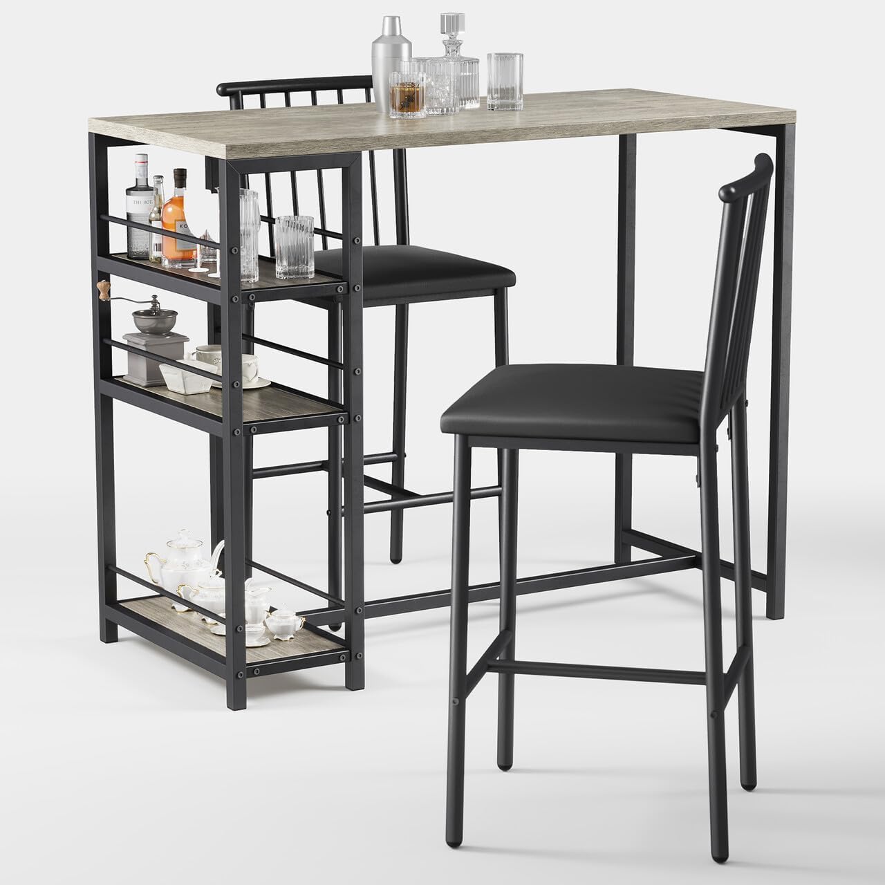 HOMCOM Ensemble Table de Bar avec tabourets, Table à Manger Debout avec ...