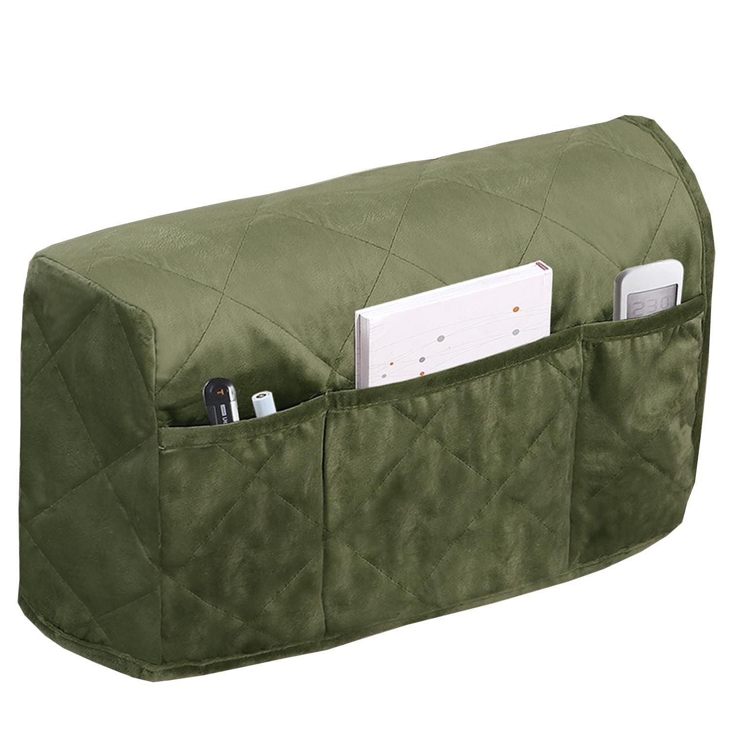 JORTUIO Velvet Armrest Covers for Recliners,Couch Armrest Covers for Sofa, Anti-Slip Sofa Arm Protectors Armrest Covers with Side Pocket Furniture Armchair Slipcovers(Green)