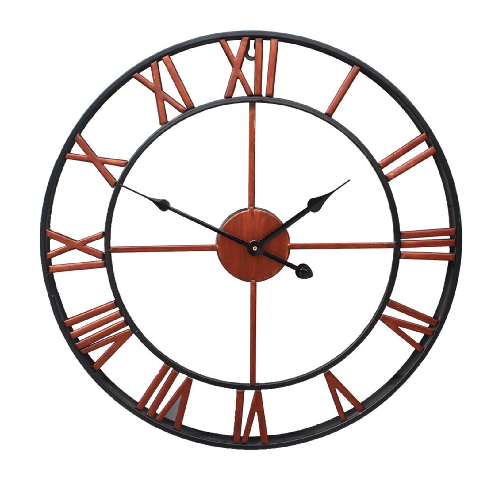 wall clock， Large Wall Clock Metal Roman Numeral Clocks(Copper,40cm)